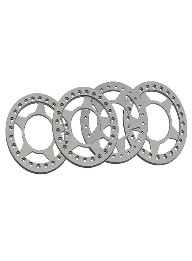 JGGZONE RC Wheel Outer Rings 4Pcs 2.2in Aluminum Wheel Rims Beadlock Rings RC Rims RC Accessories for 1/10 TRX4 SCX10 D90 CC01 RC Car Beadlock Wheels Upgrades (Matte Silver) - Image 4
